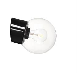 Classic Globe 150 wandlamp IP54, zwart/helder glas
