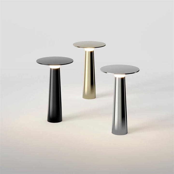 Lix batterijlamp in donker chroom, chroom en messing