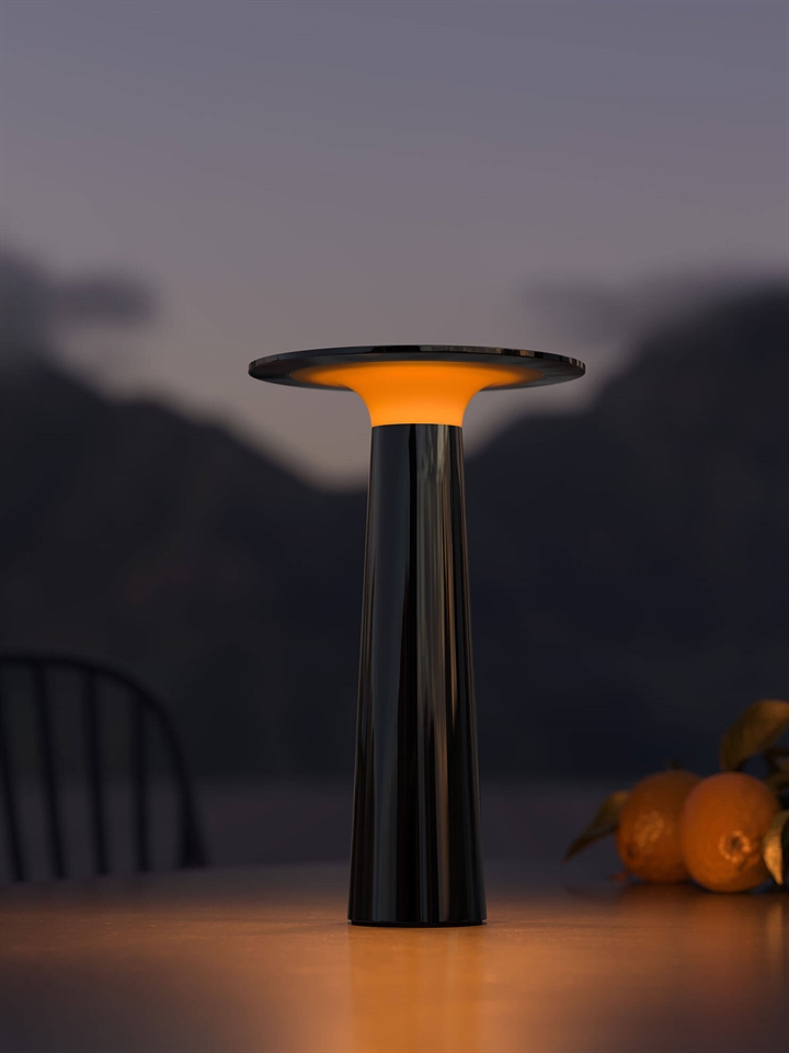 Lix batterijlamp / tafellamp, dark chroom