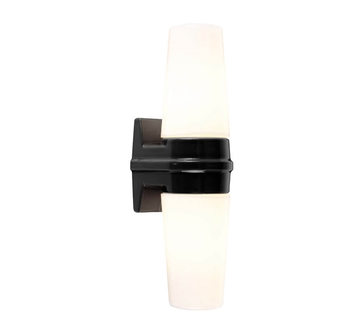 Bernadotte dubbele wandlamp, zwart