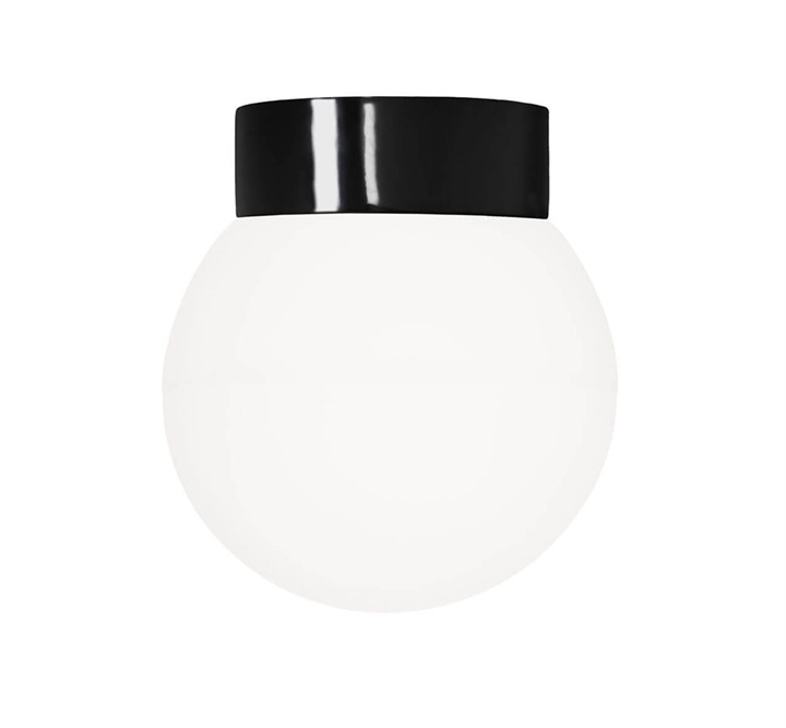 Classic Globe 200 plafondlamp / wandlamp IP44, zwart/mat opaal