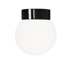 Classic Globe 200 plafondlamp / wandlamp IP44, zwart/mat opaal