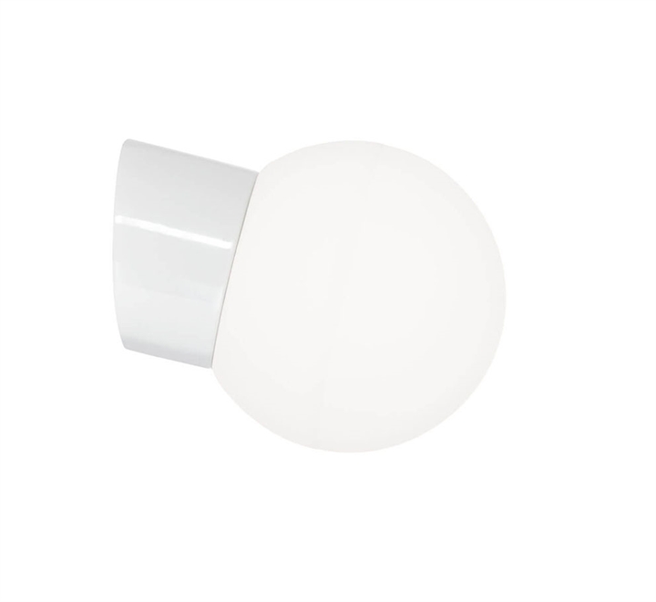 Classic Globe 150 wandlamp IP54, wit/mat opaal