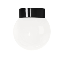 Classic Globe 200 plafondlamp / wandlamp IP44, zwart/glanzend opaal
