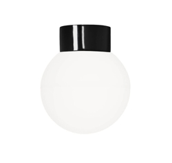 Classic Globe 200 plafondlamp / wandlamp IP54, zwart/mat opaal