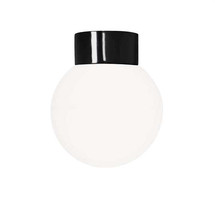 Classic Globe 200 plafondlamp / wandlamp IP54, zwart/mat opaal