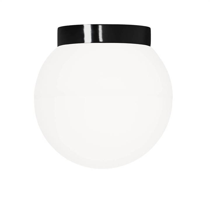 Classic Globe 300 plafondlamp / wandlamp IP44, zwart/mat opaal