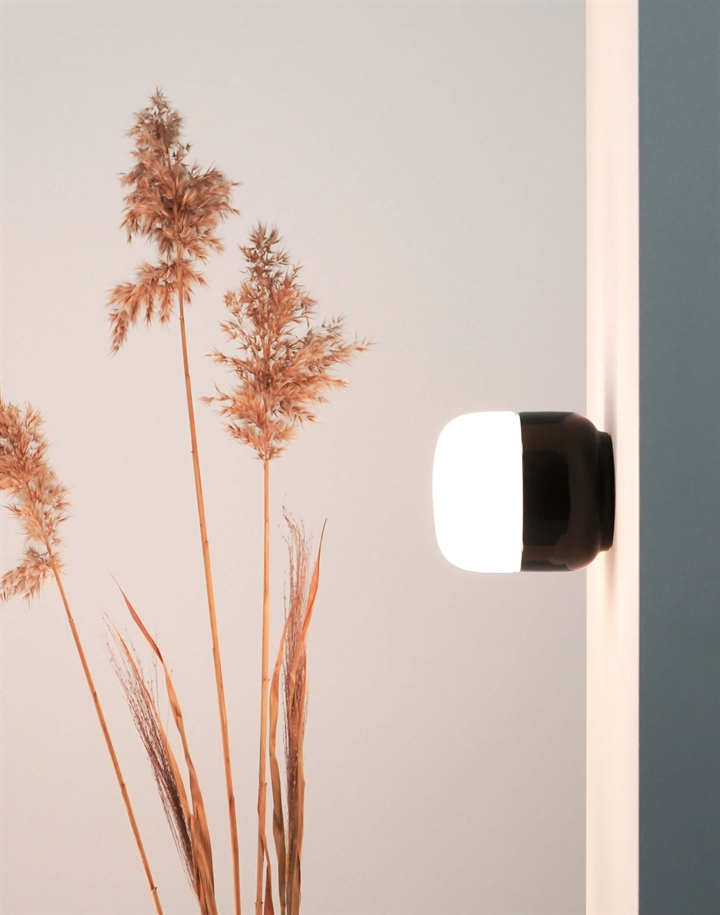 Ohm 100/110 plafondlamp / wandlamp, zwart/mat opaal