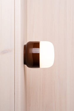 Ohm 100/110 plafondlamp / wandlamp, bruin/mat opaal