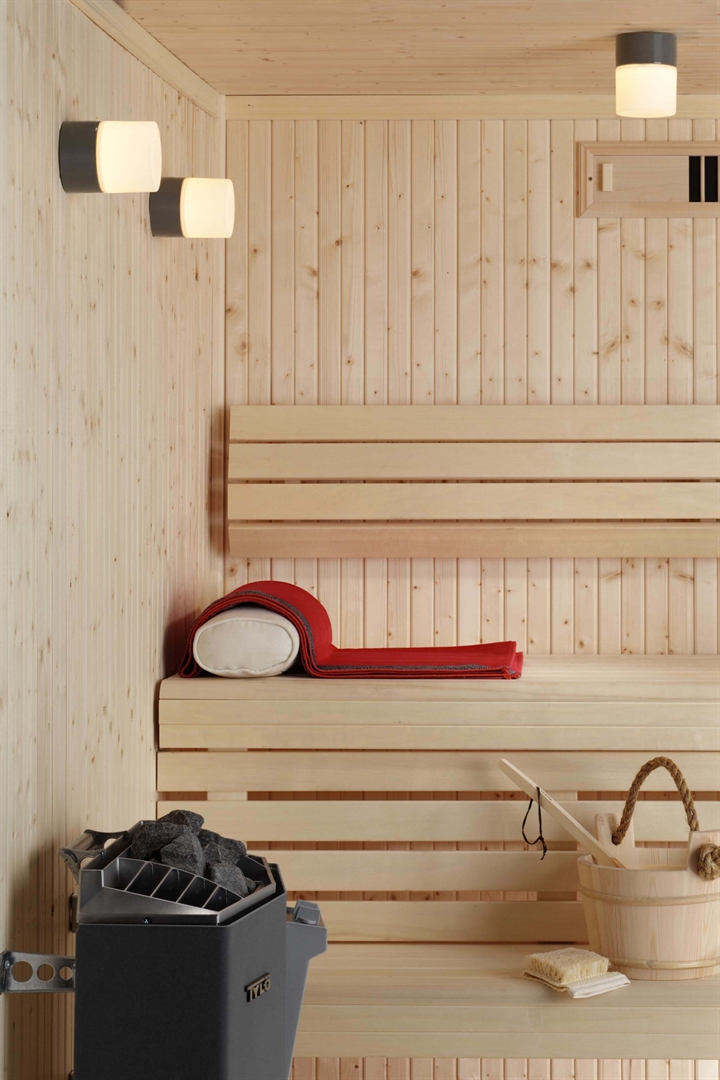 Opus 100/125 Sauna plafondlamp / wandlamp, grijs
