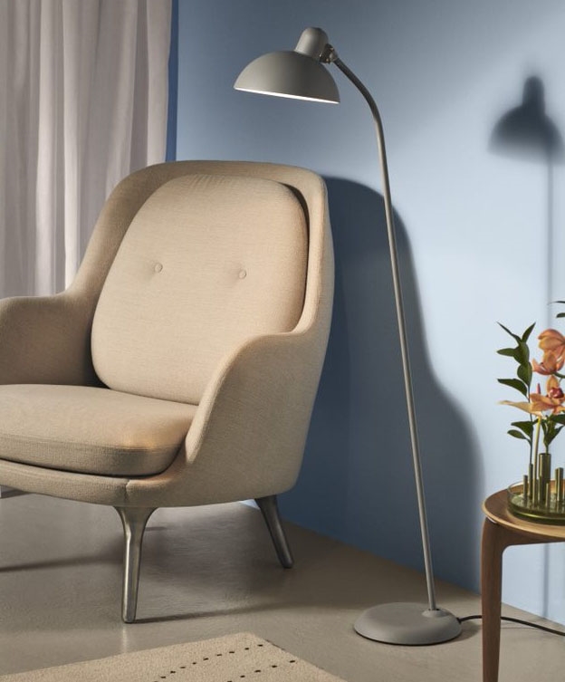 Kaiser Idell 6556-F vloerlamp, easy grey/messing