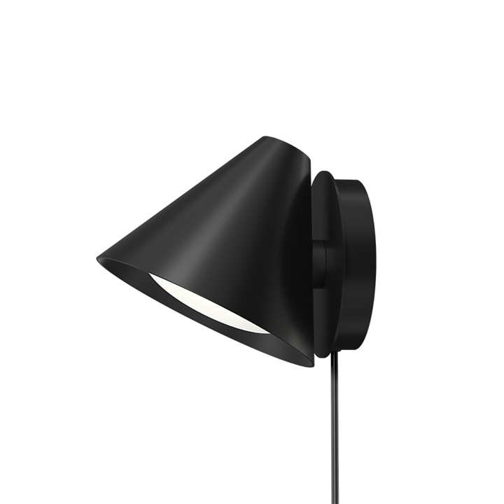 Keglen wandlamp, zwart
