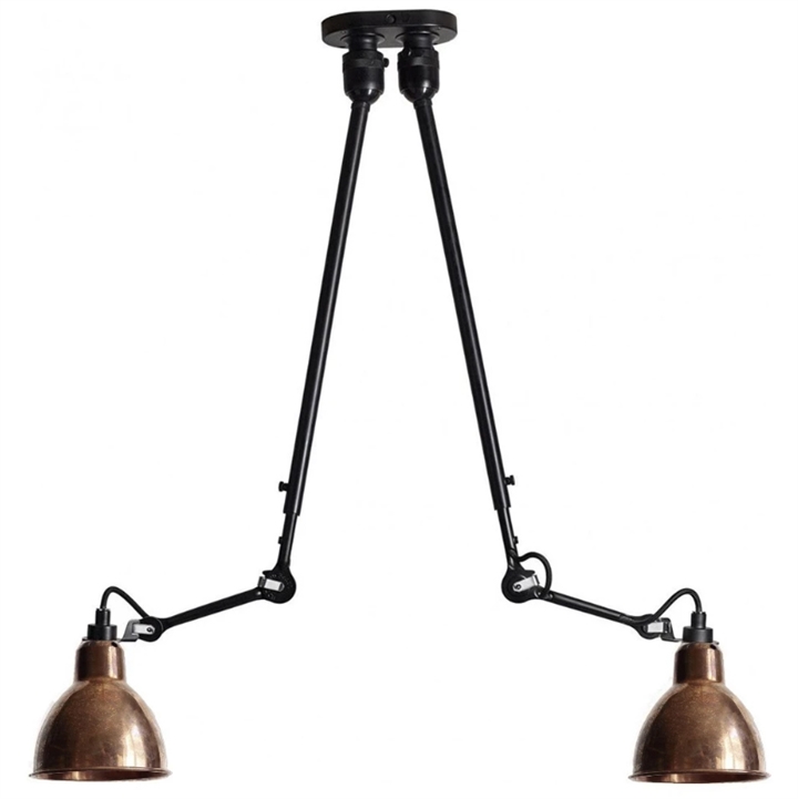 Lampe Gras No 302 Double plafondlamp, zwart/ruw koper
