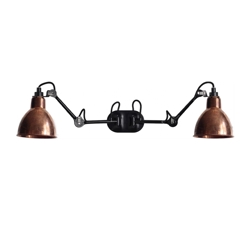 Lampe Gras No 204 Double wandlamp, zwart/ruw koper