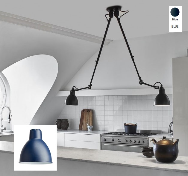 Lampe Gras No 302 Double plafondlamp, zwart/blauw