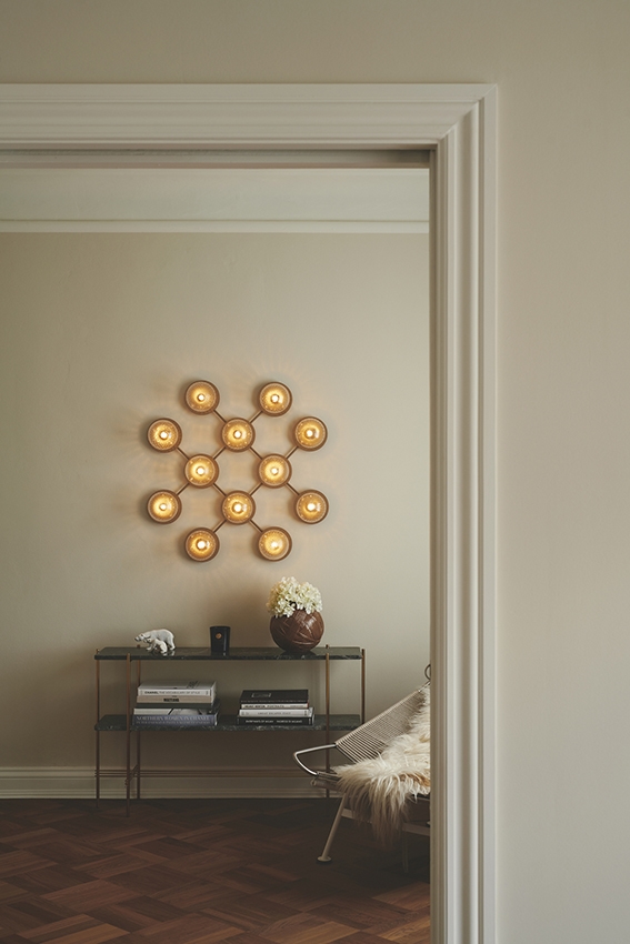 Liila 12 wandlamp / plafondlamp, nordic goud/helder