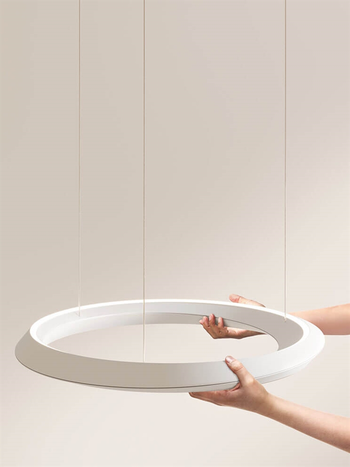 Tidal Adjustable hanglamp, wit m/witte baldakijn