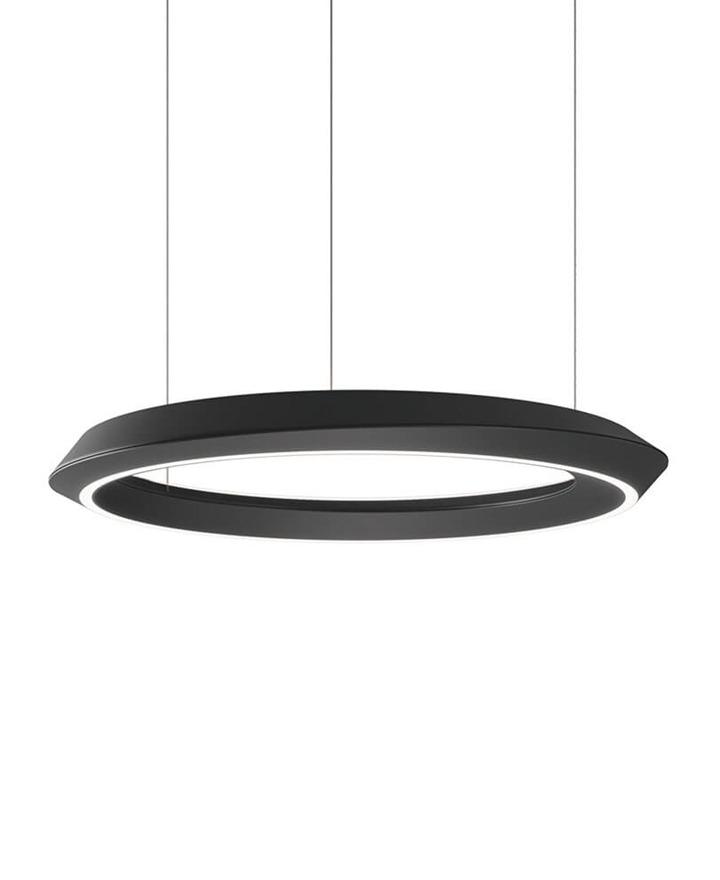 Tidal Adjustable hanglamp, zwart m/witte baldakijn