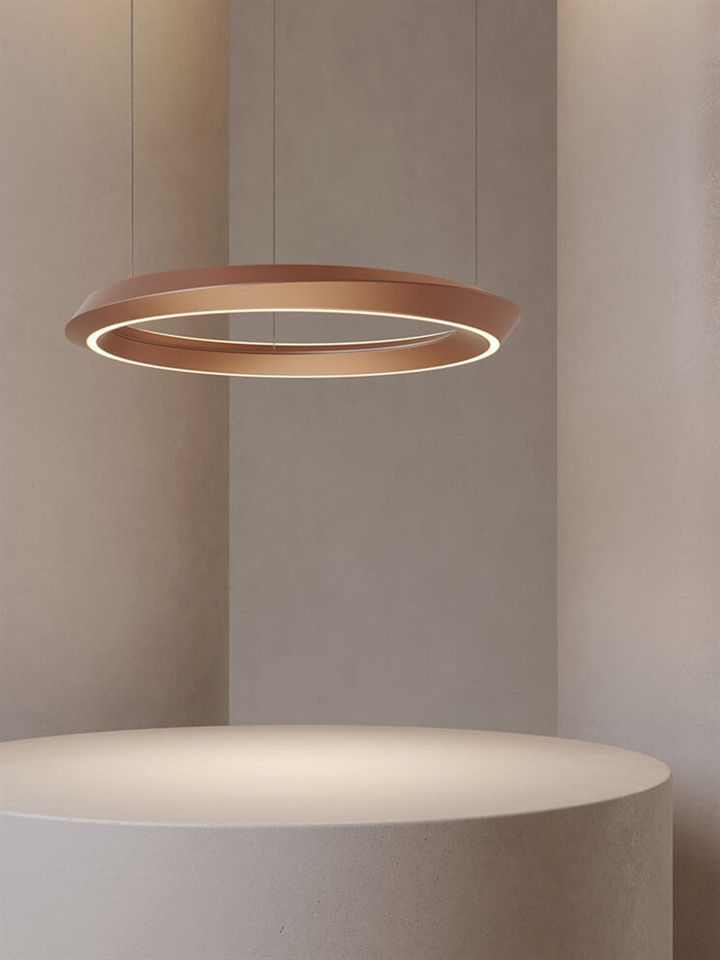 Tidal Adjustable hanglamp, terra met zwarte baldakijn