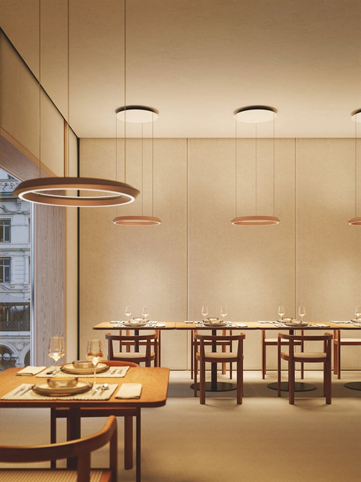 Tidal hanglamp, terra m/wit baldakijn