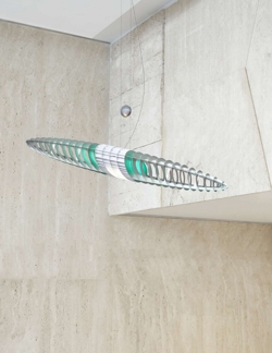 Queen Titania hanglamp met lichtblauw filter en contragewicht