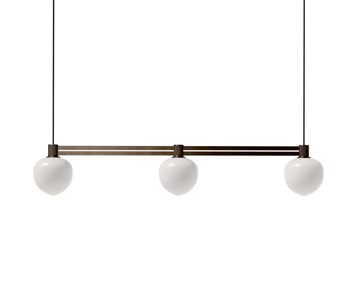 Memoir 3 side-by-side hanglamp 120, brons/opaal