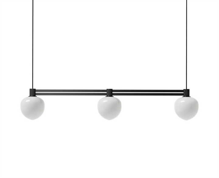 Memoir 3 side-by-side hanglamp 120, zwart/opaal