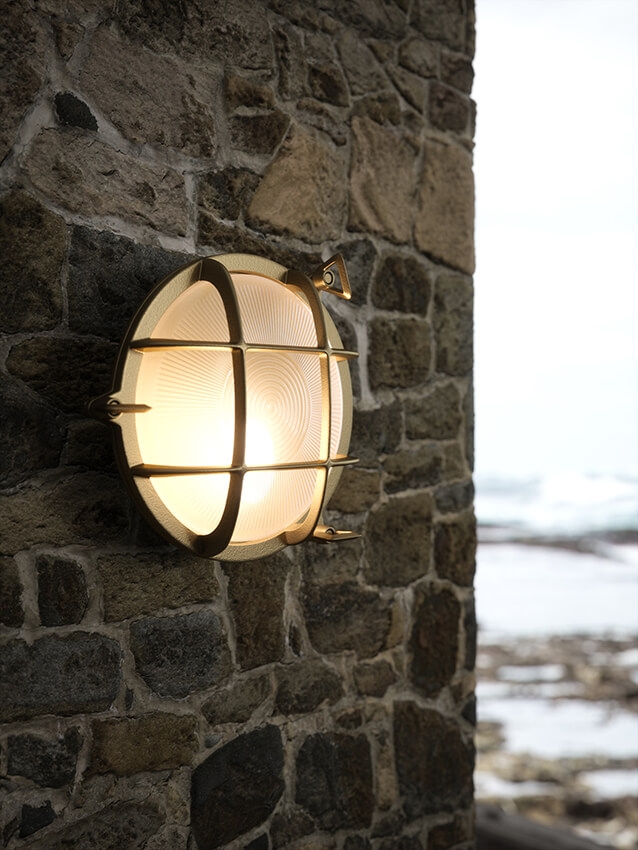 Polperro wandlamp, messing