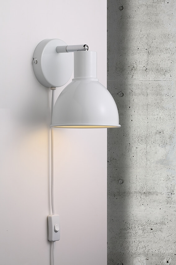 Pop wandlamp E27, wit