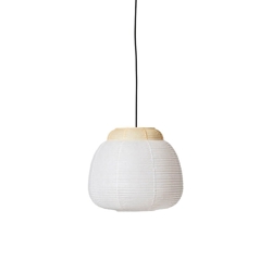 Papier single hanglamp Ø40, wit/geel