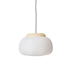 Papier single hanglamp Ø52, wit/geel