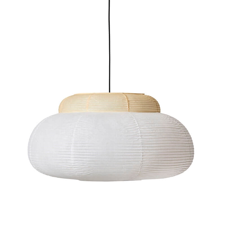 Papier single hanglamp Ø80, wit/geel