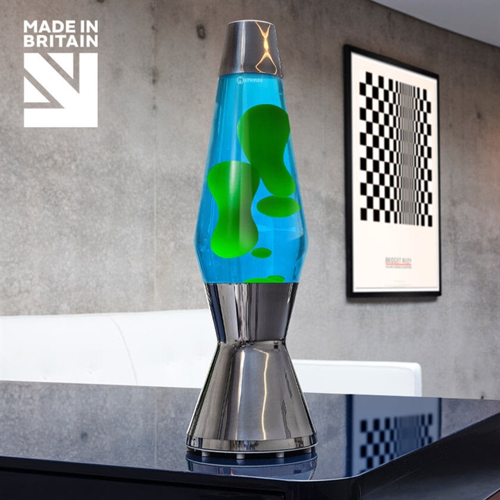 Astro lavalamp, zilver/blauw met groene lava