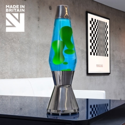 Astro lavalamp, zilver/blauw met groene lava