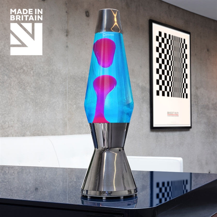 Astro lavalamp, zilver/blauw met roze lava