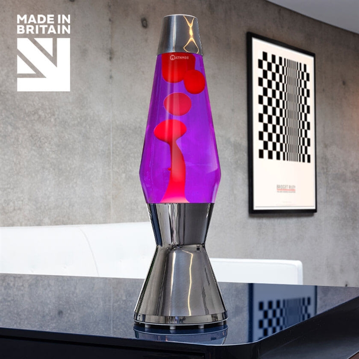 Astro lavalamp, zilver/violet met rode lava