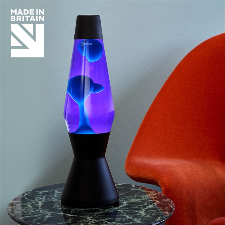 Astro lavalamp, zwart/violet met turquoise lava