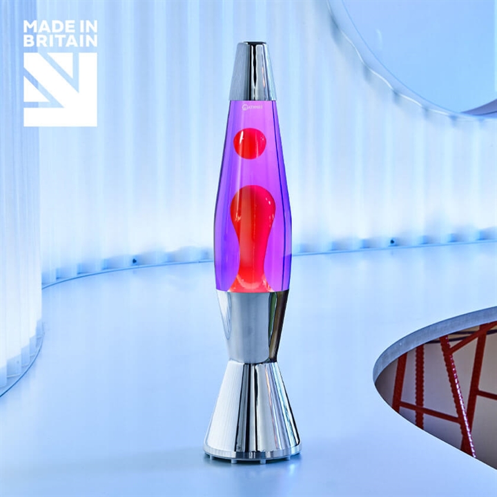 Astro Baby lavalamp, zilver/violet met rode lava