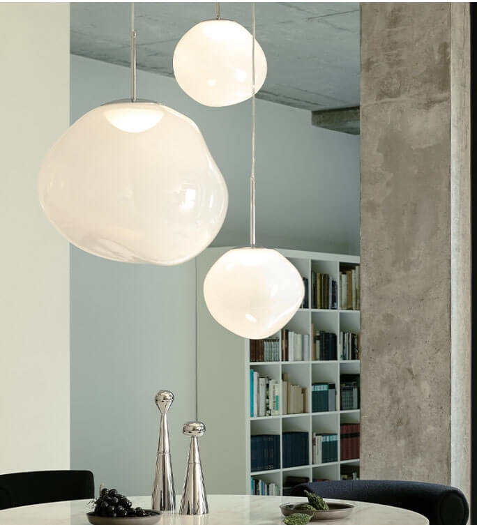 Melt mini hanglamp, opaal/zilver