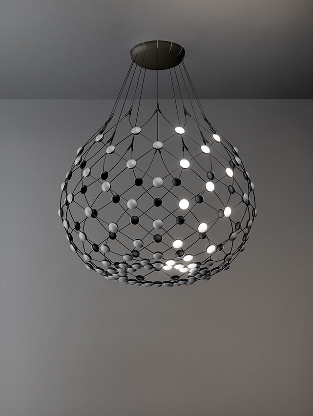 Mesh hanglamp wireless Ø100 / 1 m snoer, zwart