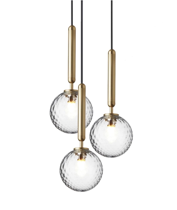 Miira 3 hanglamp, messing/helder