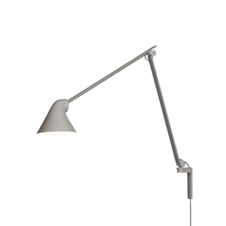 NJP wandlamp met lange arm, licht alu grijs
