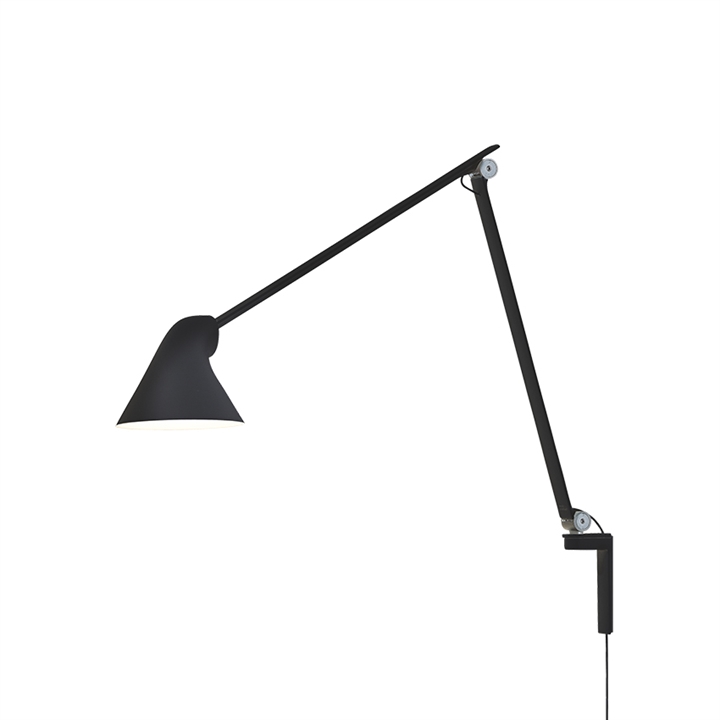 NJP wandlamp met lange arm, zwart
