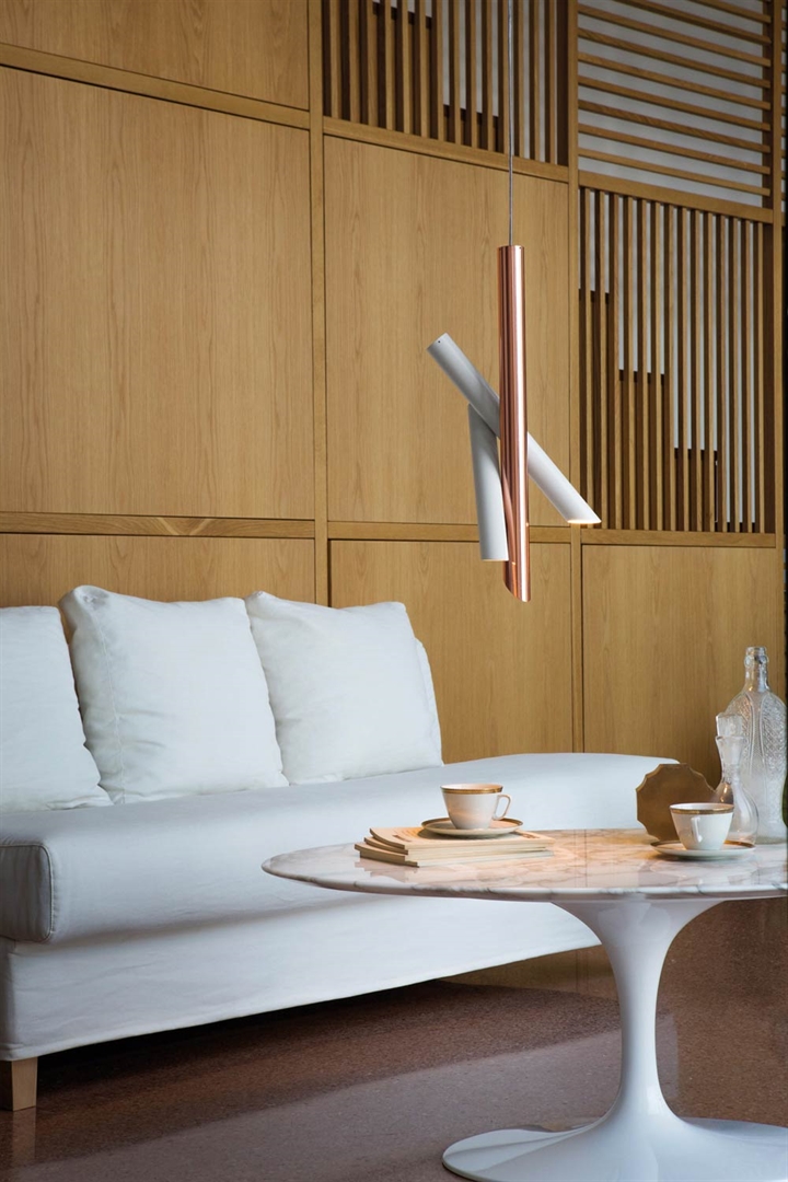 Tubes 3 hanglamp, wit/koper