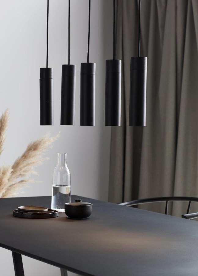 Tilo 5-spot hanglamp, zwart