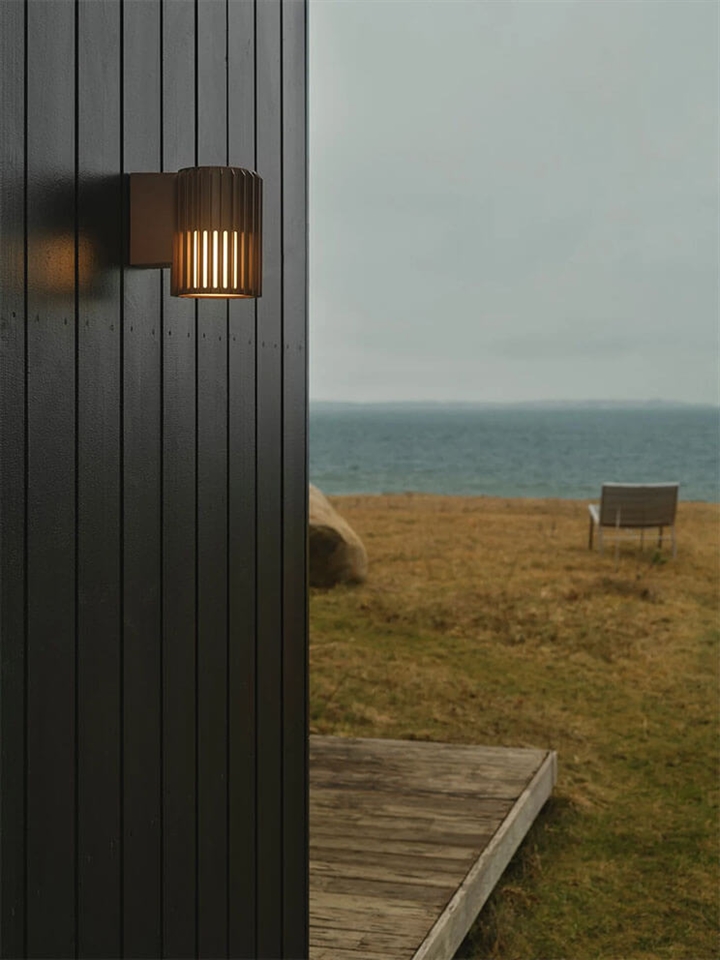 Aludra buiten wandlamp, seaside metallic bruin