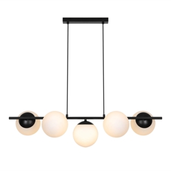 Lilly 5-spot hanglamp, zwart
