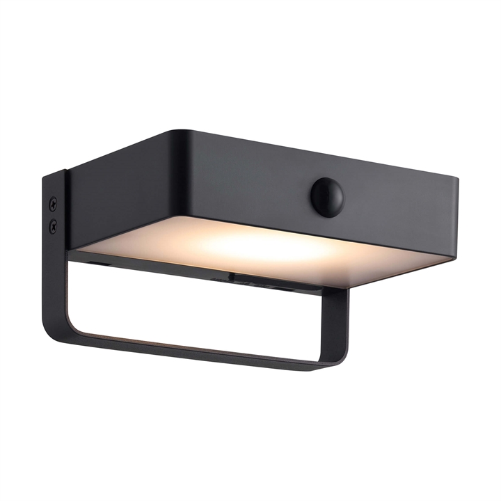 Saulio Solar wandlamp m/zonnesensor, zwart