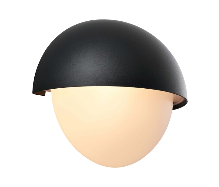 Scorpius Maxi Round buiten wandlamp, zwart kunststof