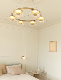 Blossi 6 kroonluchter, nordic goud/helder